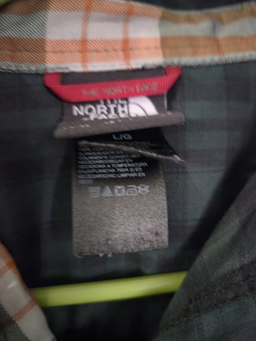 The North Face Men's Dark Green Plaid Button-Up Shirt Jacket